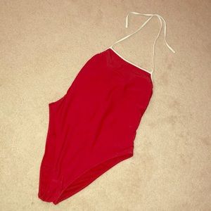 Red one piece swimsuit